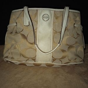 Coach Signature Stripe Framed Carryall